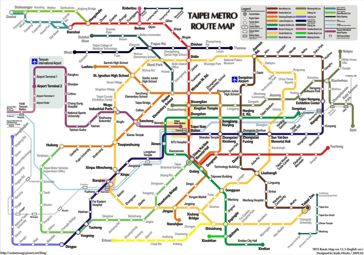 tàu điện ngầm bản đồ Taipei