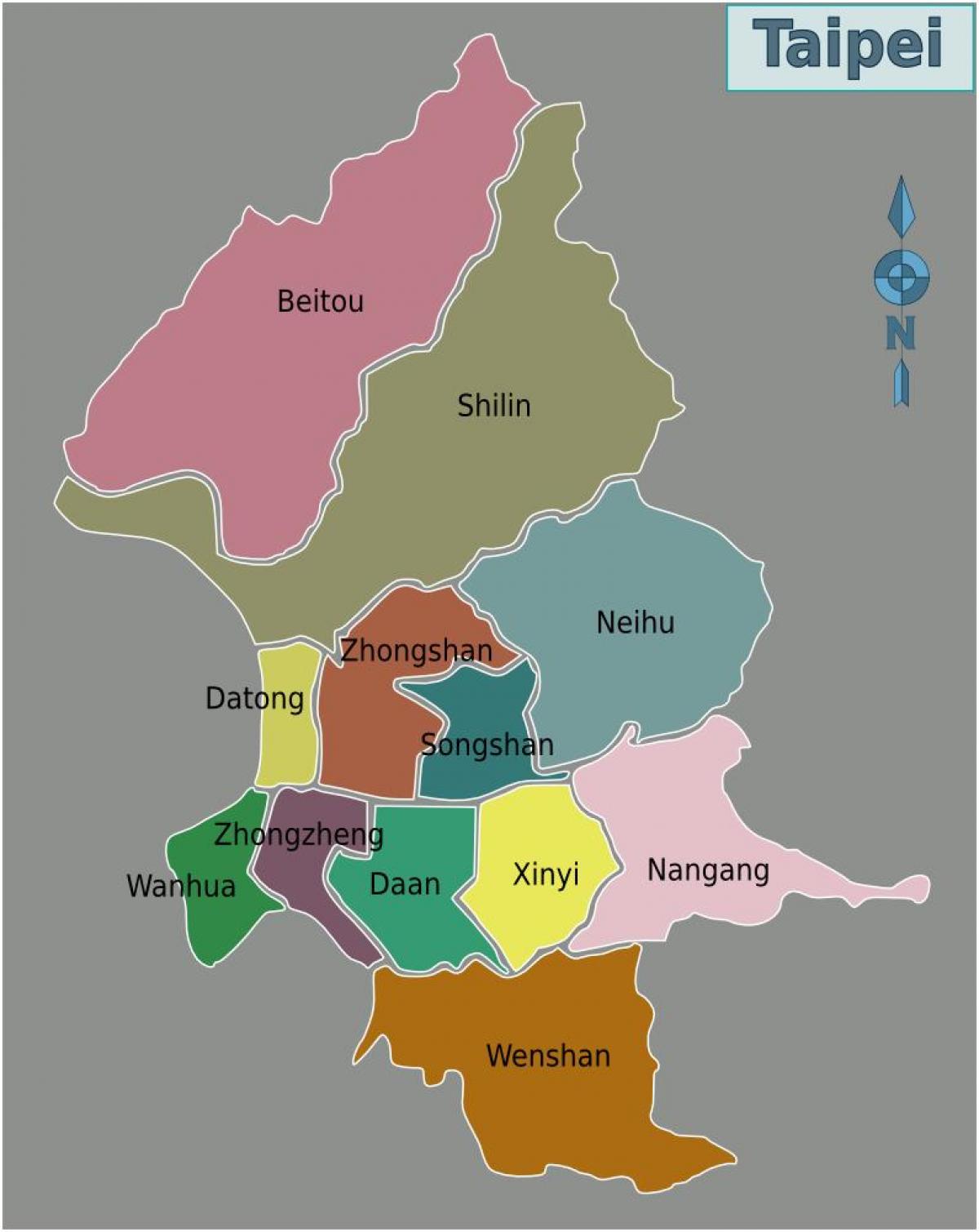 Đài bắc thành phố, bản đồ quận