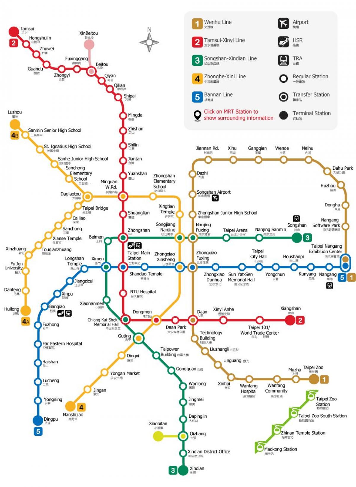 Đài bắc ga tàu điện ngầm bản đồ