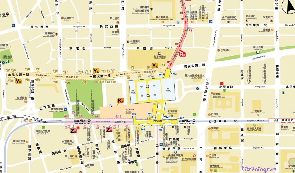 bản đồ của Đài bắc thành phố trung tâm mua sắm