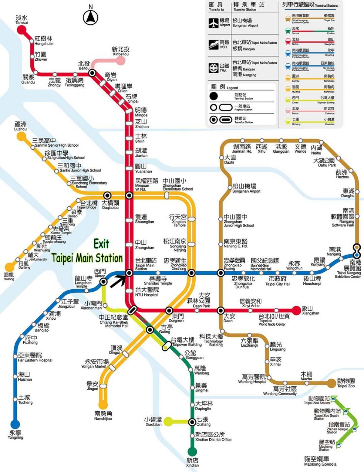 bản đồ của Đài bắc trạm xe buýt