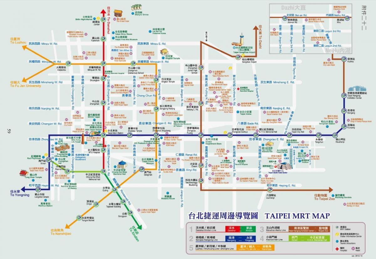 Đài bắc tàu điện ngầm bản đồ với điểm du lịch