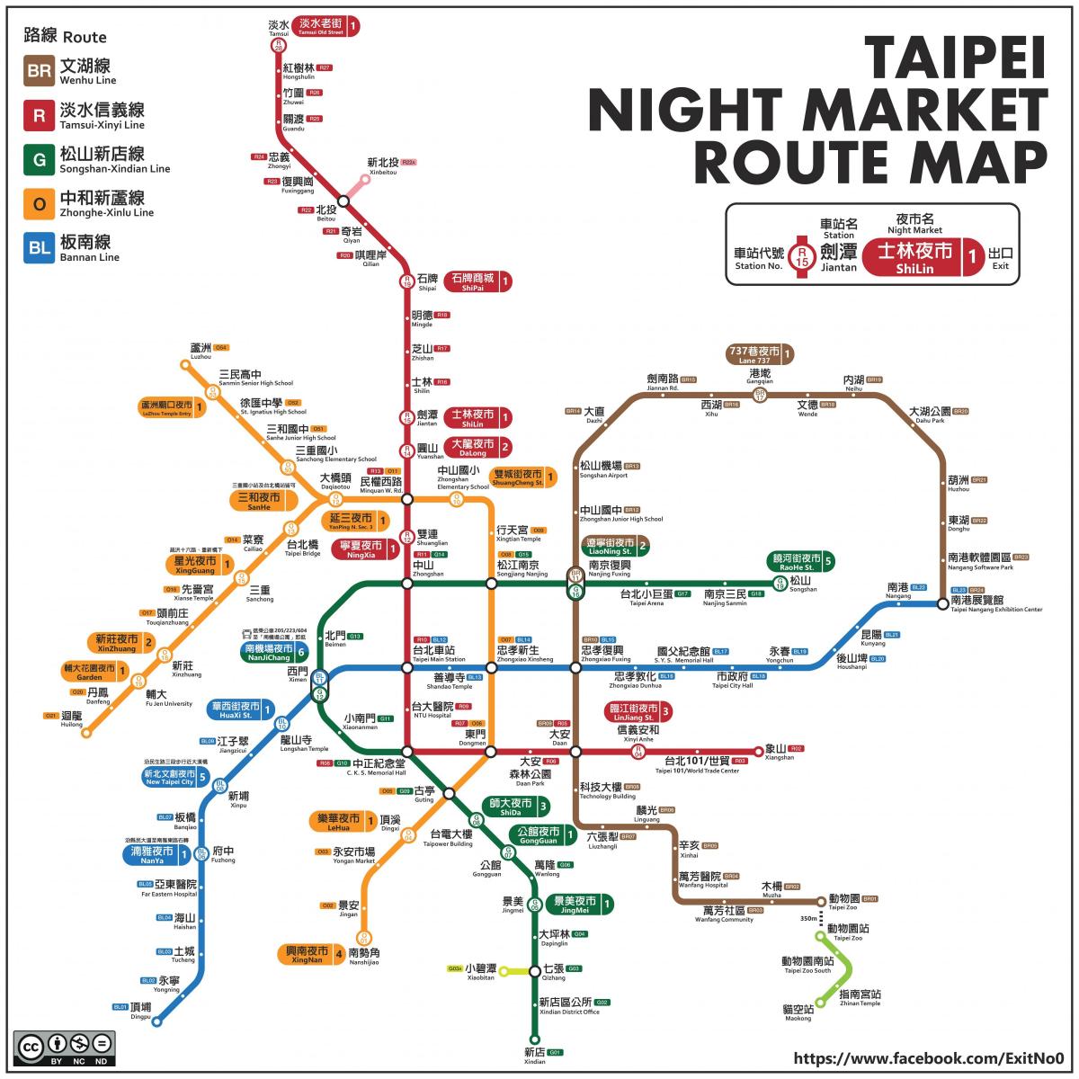 bản đồ của Đài bắc đêm thị trường