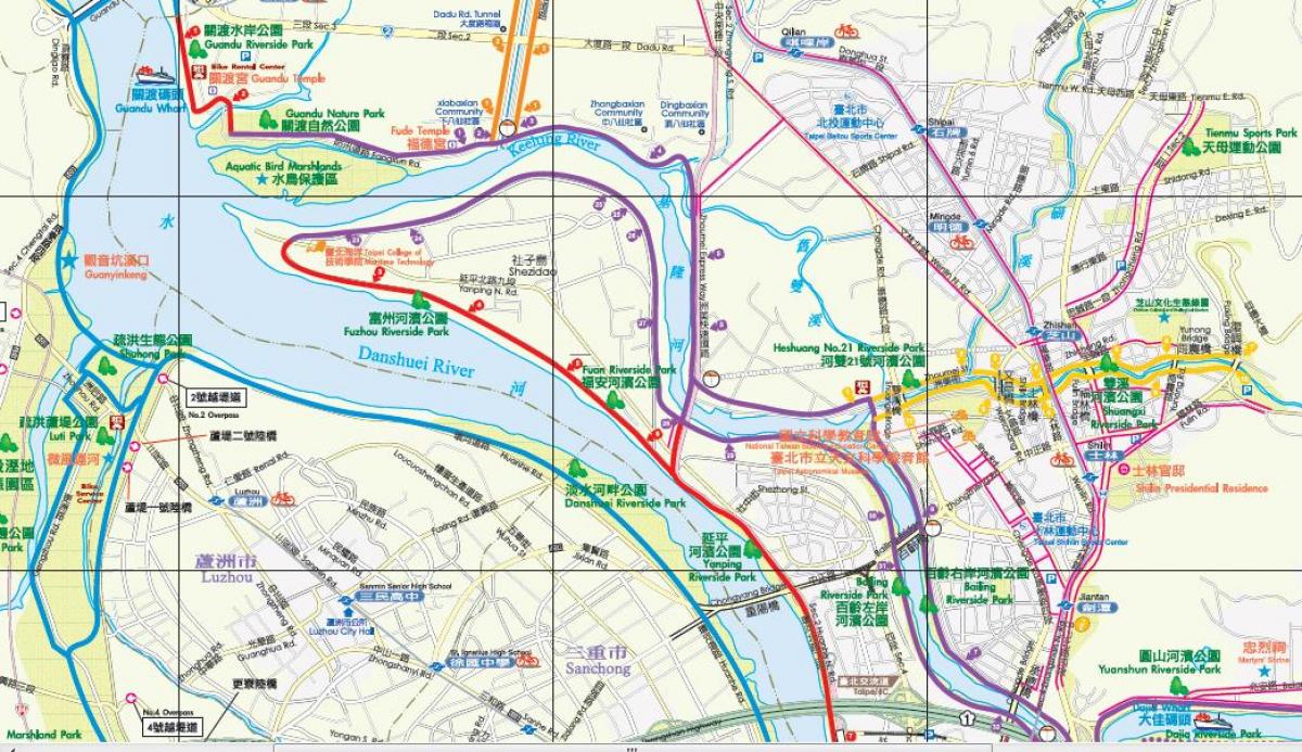 bản đồ của Đài bắc đường xe đạp