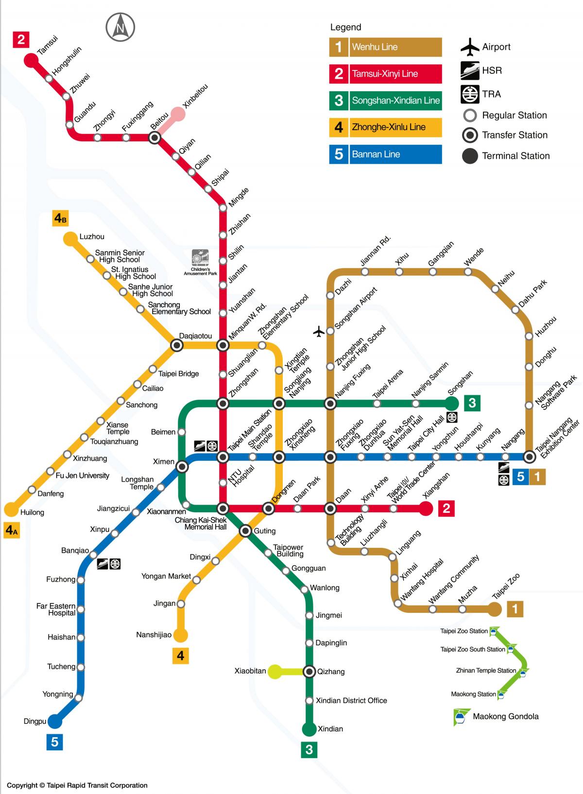 tàu điện ngầm bản đồ Đài bắc 2016