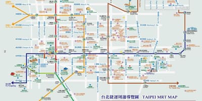 Đài bắc tàu điện ngầm bản đồ với điểm du lịch